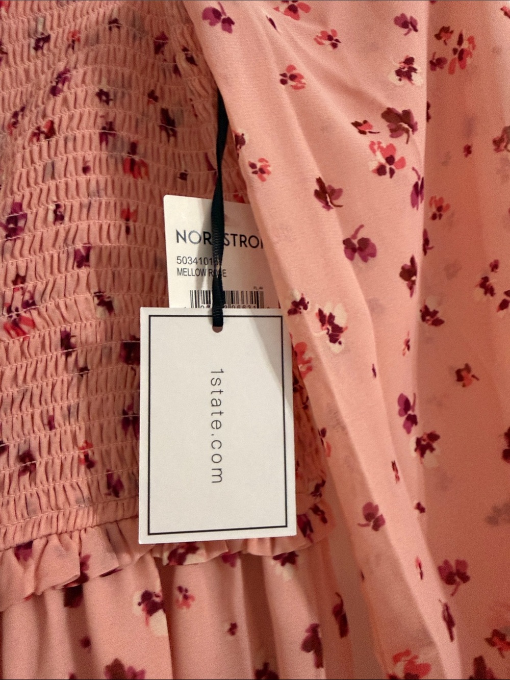 1STATE Pink Floral Smocked Mini Dress - Picture 3 of 3